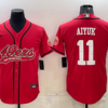 Men’s San Francisco 49ers #11 Brandon Aiyuk Red With Patch Cool Base Stitched Baseball Jersey