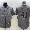 Men’s New Orleans Saints #41 Alvin Kamara Gray With Patch Cool Base Stitched Baseball Jersey