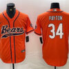 Men’s Chicago Bears #34 Walter Payton Orange With Patch Cool Base Stitched Baseball Jersey