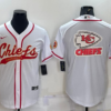 Men’s Kansas City Chiefs White Team Big Logo With Patch Cool Base Stitched Baseball Jersey