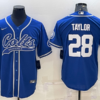 Men’s Indianapolis Colts #28 Jonathan Taylor Blue With Patch Cool Base Stitched Baseball Jersey