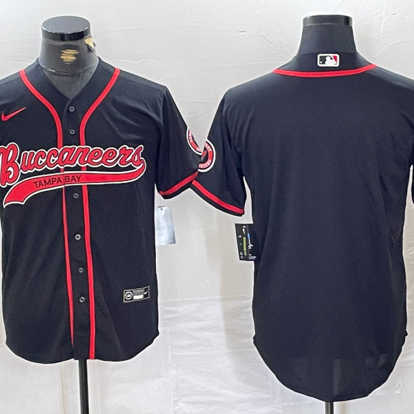 Men’s Tampa Bay Buccaneers Blank Black Cool Base Stitched Baseball Jersey