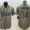 Men’s Chicago Bears #34 Walter Payton Olive 2022 Salute To Service Cool Base Stitched Baseball Jersey