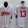 Men’s San Francisco 49ers #13 Brock Purdy White With Patch Cool Base Stitched Baseball Jersey