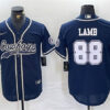 Men’s Dallas Cowboys #88 CeeDee Lamb Navy Cool Base Baseball Stitched Jersey
