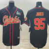 Men’s Kansas City Chiefs #95 Chris Jones Black With Super Bowl LVII Patch Cool Base Stitched Baseball Jersey