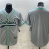 Men’s Seattle Seahawks Gray With Patch Cool Base Stitched Baseball Jersey