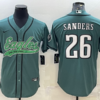 Men’s Philadelphia Eagles #26 Miles Sanders Green With Patch Cool Base Stitched Baseball Jersey
