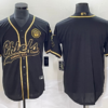 Men’s Kansas City Chiefs Blank Black Gold Cool Base Stitched Baseball Jersey