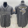 Men’s Minnesota Vikings Gray Team Big Logo With Patch Cool Base Stitched Baseball Jersey
