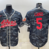 Men’s San Francisco 49ers #5 Trey Lance Grey Camo With Patch Cool Base Stitched Baseball Jersey