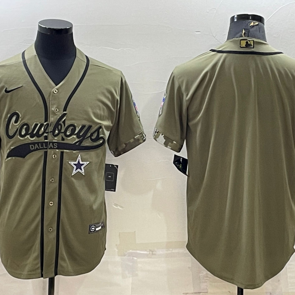 Men’s Dallas Cowboys Blank Olive Salute to Service Cool Base Stitched Baseball Jersey