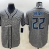 Men’s Tennessee Titans #22 Derrick Henry Grey Gridiron With Patch Cool Base Stitched Baseball Jersey