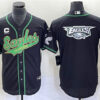 Men’s Philadelphia Eagles Black Team Big Logo With C Patch Cool Base Stitched Baseball Jersey