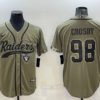 Men’s Las Vegas Raiders #98 Maxx Crosby 2022 Olive Salute to Service Cool Base Stitched Baseball Jersey