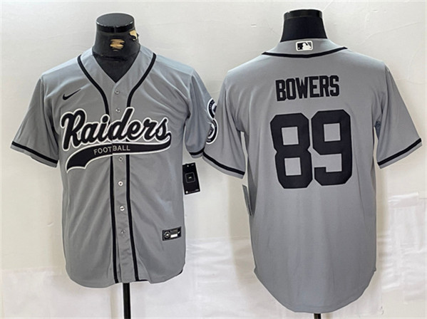 Men’s Las Vegas Raiders #89 Brock Bowers Gray Cool Base Baseball Stitched Jersey