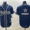 Men’s Dallas Cowboys Navy Team Big Logo With Patch Cool Base Stitched Baseball Jersey
