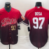 Men’s San Francisco 49ers #97 Nick Bosa Red Black With Patch Cool Base Baseball Stitched Jerseys