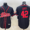 Men’s San Francisco 49ers #42 Ronnie Lott Black With Patch Cool Base Stitched Baseball Jersey