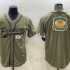 Men’s Green Bay Packers Olive Salute to Service Team Big Logo Cool Base Stitched Baseball Jersey