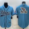 Men’s Tennessee Titans Blue Team Big Logo With Patch Cool Base Stitched Baseball Jersey