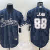 Men’s Dallas Cowboys #88 CeeDee Lamb Navy With Patch Cool Base Stitched Baseball Jersey