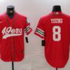 Men’s San Francisco 49ers #8 Steve Young Red Mexico Cool Base Stitched Baseball Jersey