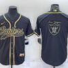 Men’s Las Vegas Raiders Black Gold Team Big Logo With Patch Cool Base Stitched Baseball Jersey