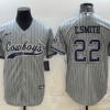Men’s Dallas Cowboys #22 Emmitt Smith Grey With Patch Cool Base Stitched Baseball Jersey