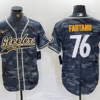 Men’s Pittsburgh Steelers #76 Troy Fautanu Grey Camo With Patch Cool Base Stitched Baseball Jersey