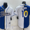 Men’s Los Angeles Rams #10 Cooper Kupp Royal White Split With Patch Cool Base Stitched Baseball Jersey