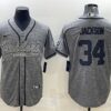 Men’s Las Vegas Raiders #34 Bo Jackson Gray With Patch Cool Base Stitched Baseball Jersey