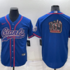 Men’s New York Giants Blue Team Big Logo With Patch Cool Base Stitched Baseball Jersey