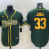 Men’s Green Bay Packers #33 Aaron Jones Green Yellow With Patch Cool Base Stitched Baseball Jersey
