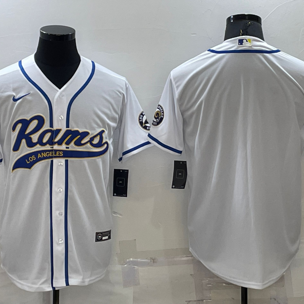 Men’s Los Angeles Rams Blank White Stitched MLB Cool Base Nike Baseball Jersey