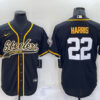 Men’s Pittsburgh Steelers #22 Najee Harris Black With Patch Cool Base Stitched Baseball Jersey