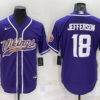 Men’s Minnesota Vikings #18 Justin Jefferson Purple With Patch Cool Base Stitched Baseball Jersey