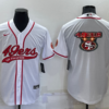 Men’s San Francisco 49ers White Team Big Logo With Patch Cool Base Stitched Baseball Jersey