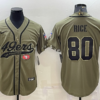 Men’s San Francisco 49ers #80 Jerry Rice 2022 Olive Salute to Service Cool Base Stitched Baseball Jersey
