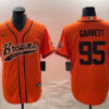 Men’s Cleveland Browns #95 Myles Garrett Orange With Patch Cool Base Stitched Baseball Jersey