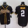 Men’s Pittsburgh Steelers #2 Justin Fields Black With Patch Cool Base Stitched Baseball Jersey