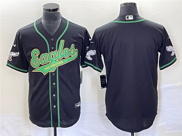 Men’s Philadelphia Eagles Blank Black Cool Base Stitched Baseball Jersey