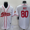 Men’s San Francisco 49ers #80 Jerry Rice White With Patch Cool Base Stitched Baseball Jersey