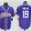 Men’s Minnesota Vikings #19 Adam Thielen Purple With Patch Cool Base Stitched Baseball Jersey
