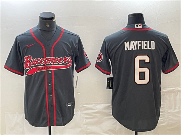Men’s Tampa Bay Buccaneers #6 Baker Mayfield Grey Cool Base Baseball Stitched Jersey