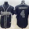 Men’s Dallas Cowboys #4 Dak Prescott Black Reflective With Patch Cool Base Stitched Baseball Jersey