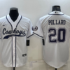 Men’s Dallas Cowboys #20 Tony Pollard White With Patch Cool Base Stitched Baseball Jersey