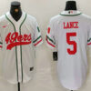 Men’s San Francisco 49ers #5 Trey Lance White Mexico Cool Base Stitched Baseball Jersey