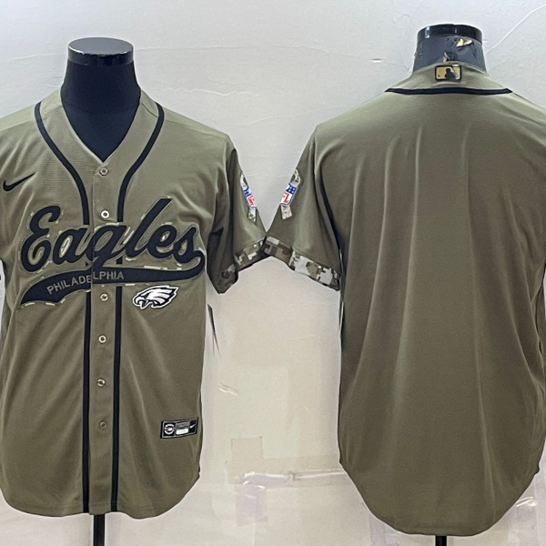 Men’s Philadelphia Eagles Blank Olive Salute to Service Cool Base Stitched Baseball Jersey