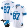 Men’s Detroit Lions 2024 Michigan Patch Vapor Limited Jersey – All Stitched – White – Sam Laporta